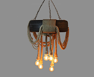 LUMILUCE VINTAGE ROPES E27x6 BLACK+BROWN SUSPENDED LAMP