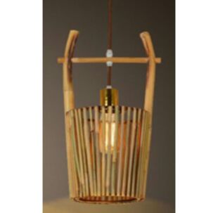 LUMILUCE E27x1 VINTAGE STICKS BLACK+WOODEN SUSPENDED LAMP