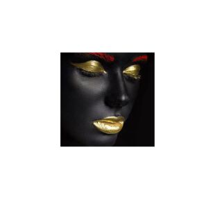 NUDE WOMAN OIL PAINTING BLACK HAND AND GOLD LIP