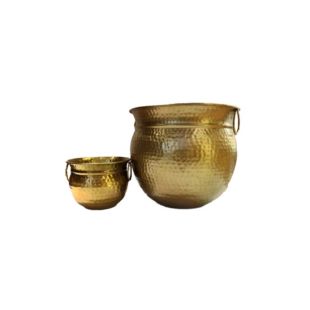 FERRO HAMMERED PLANTERS SET WITH HANDLE