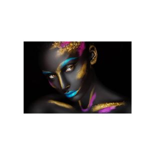 AFRICAN NUDE WOMAN CANVAS IN BLACK AND GOLD ABSTRACT