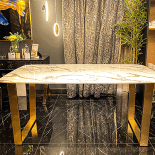 ATLAS ZIA MODERN GOLD AND TITANIUM DINING TABLE